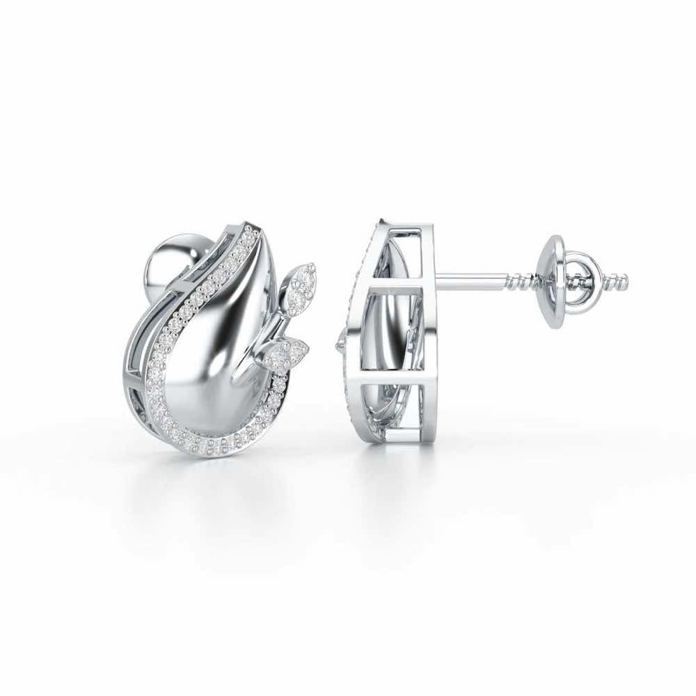 Grandeur Shine Silver Stud Earrings - White Gold - Image 4