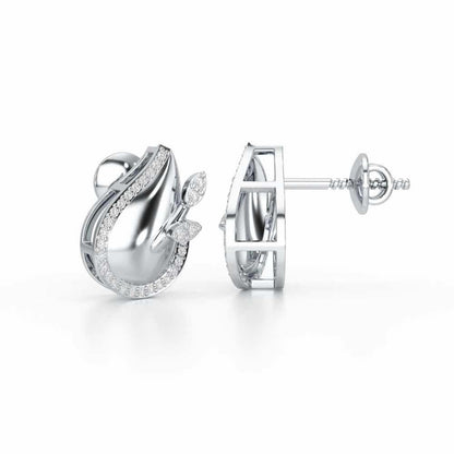 Grandeur Shine Silver Stud Earrings - White Gold - Image 4