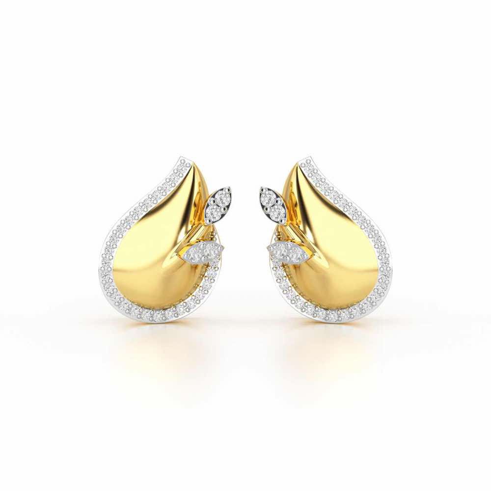Grandeur Shine Silver Stud Earrings - Yellow Gold - Image 1