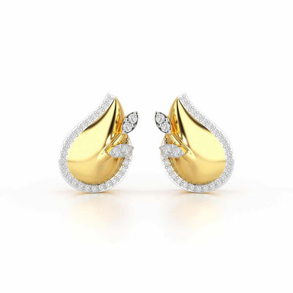 Grandeur Shine Silver Stud Earrings - Yellow Gold - Image 1