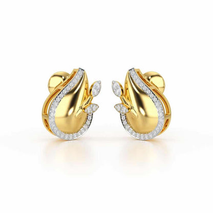 Grandeur Shine Silver Stud Earrings - Yellow Gold - Image 2