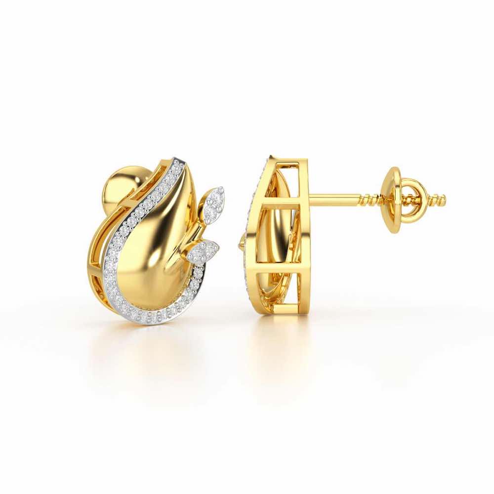 Grandeur Shine Silver Stud Earrings - Yellow Gold - Image 4