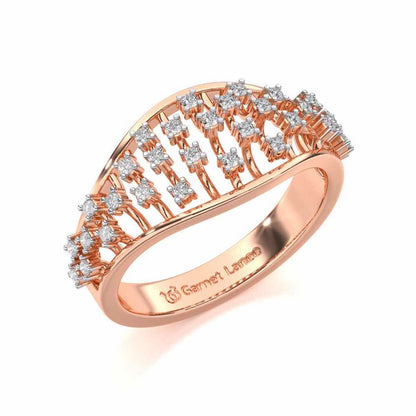Grandiose Sparkle Silver Band Ring - Rose Gold - Image 1