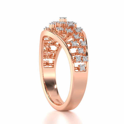 Grandiose Sparkle Silver Band Ring - Rose Gold - Image 3