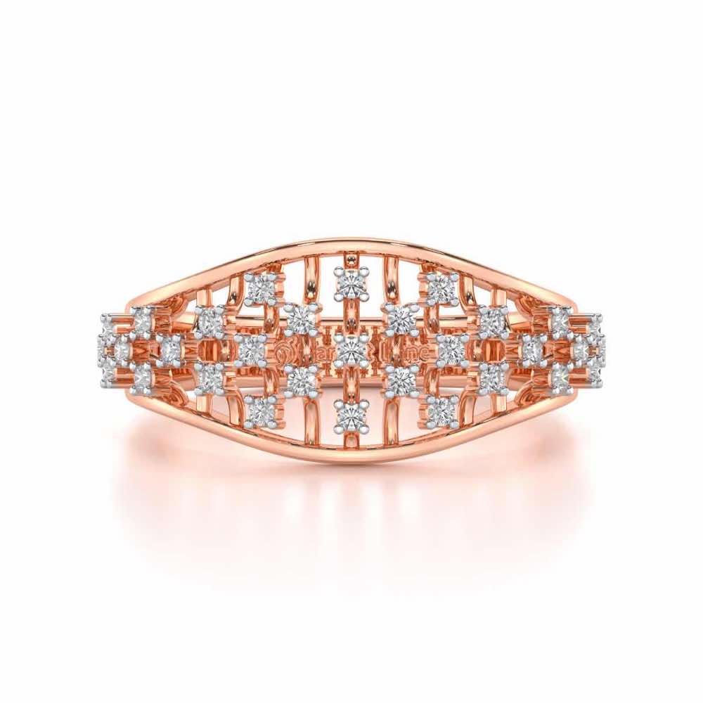Grandiose Sparkle Silver Band Ring - Rose Gold - Image 4