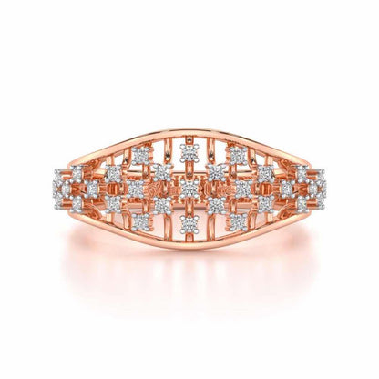 Grandiose Sparkle Silver Band Ring - Rose Gold - Image 4