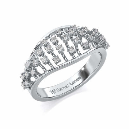 Grandiose Sparkle Silver Band Ring - White Gold - Image 1
