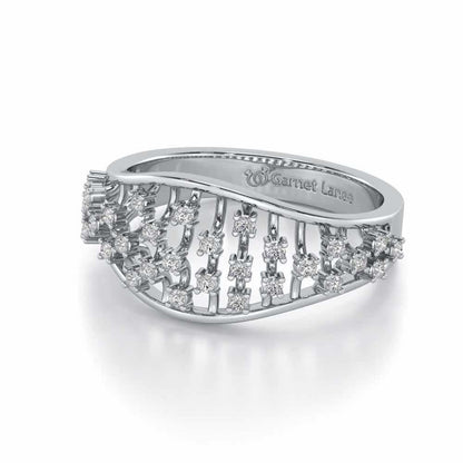 Grandiose Sparkle Silver Band Ring - White Gold - Image 2