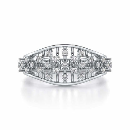 Grandiose Sparkle Silver Band Ring - White Gold - Image 4