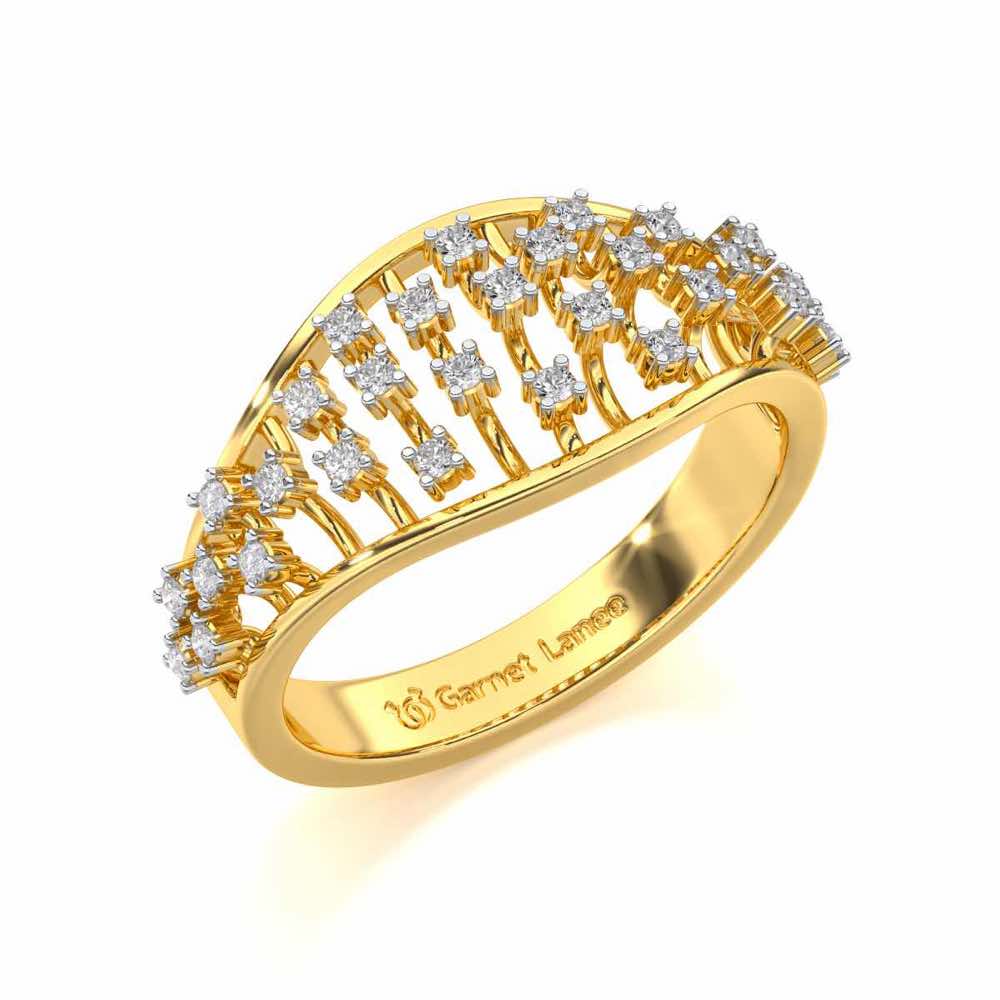 Grandiose Sparkle Silver Band Ring - Yellow Gold - Image 1