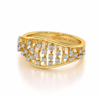 Grandiose Sparkle Silver Band Ring - Yellow Gold - Image 2