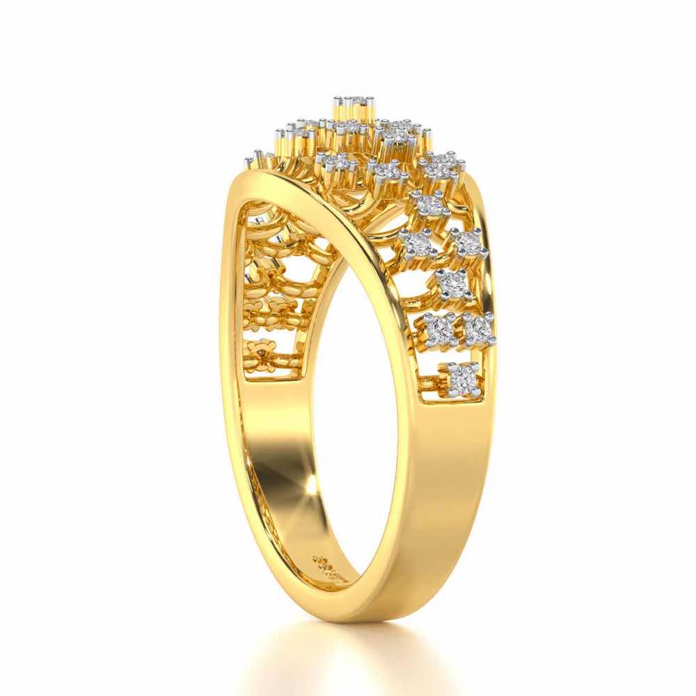 Grandiose Sparkle Silver Band Ring - Yellow Gold - Image 3