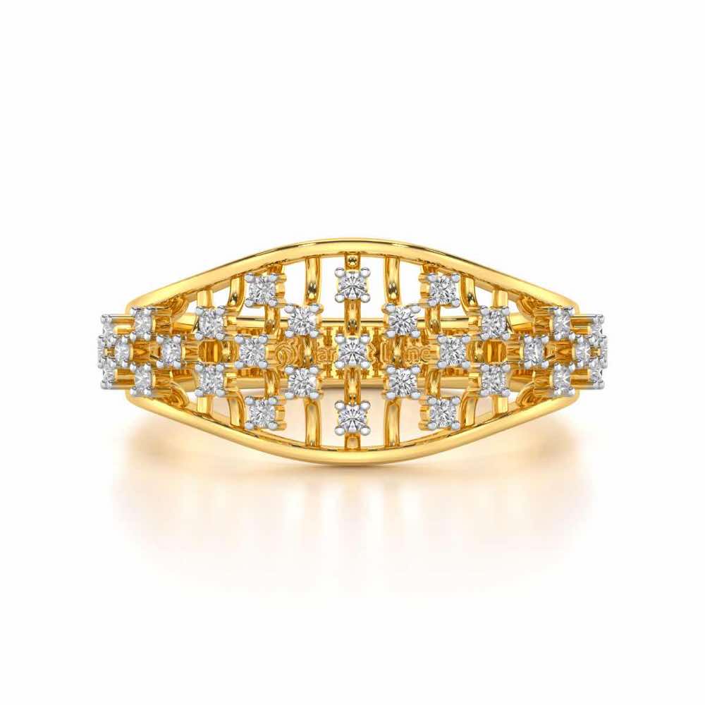 Grandiose Sparkle Silver Band Ring - Yellow Gold - Image 4
