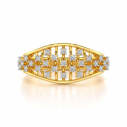 Grandiose Sparkle Silver Band Ring - Yellow Gold - Image 4