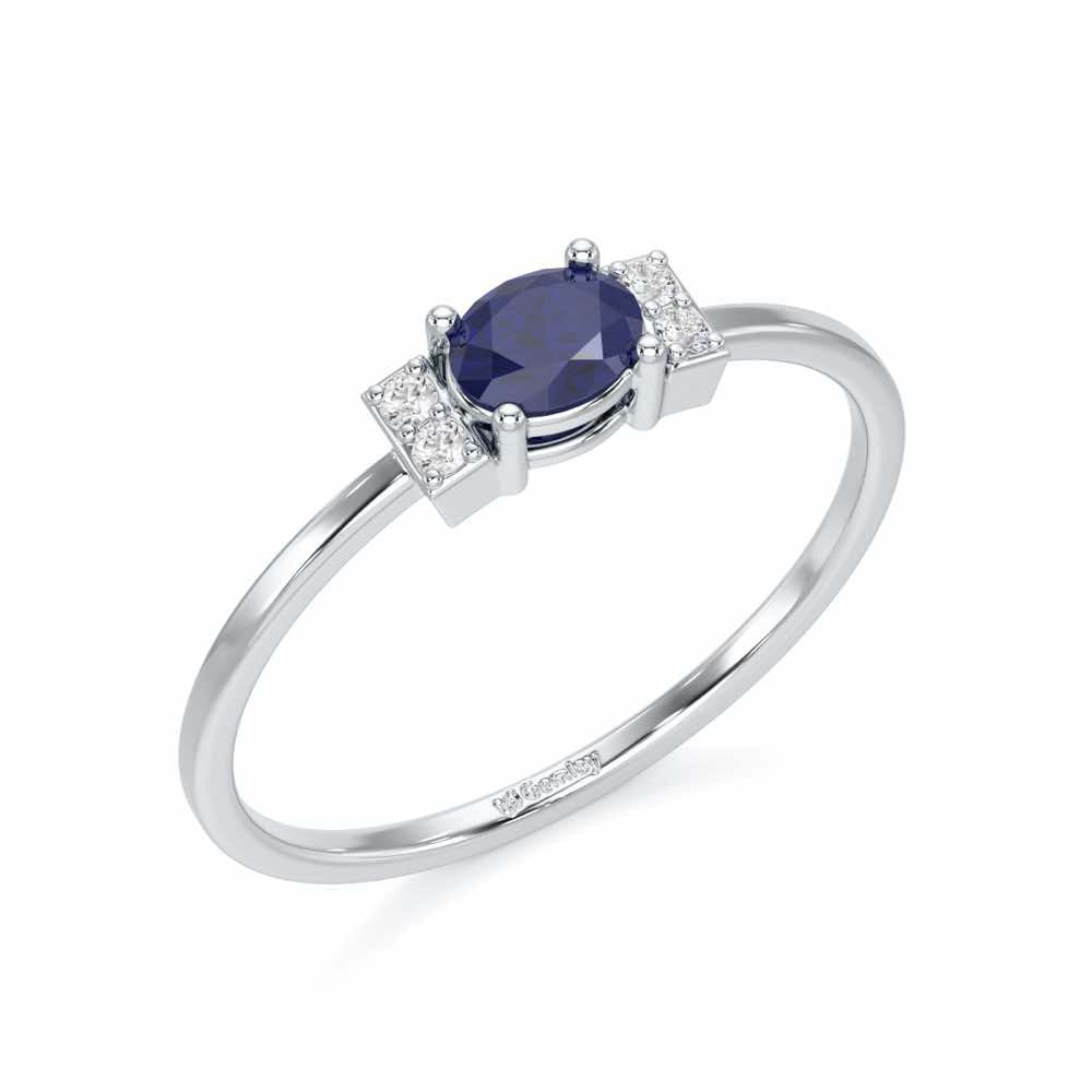 Green Glow Silver Ring - White Gold - Image 1