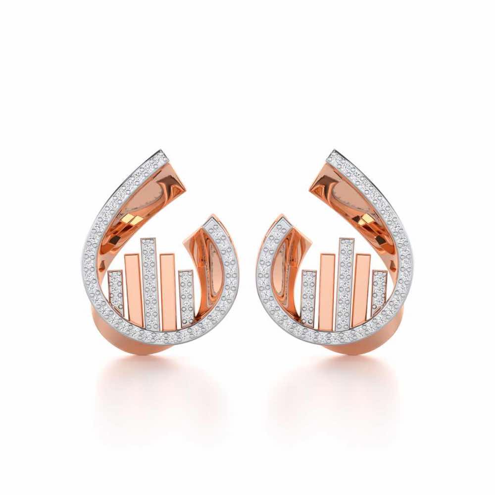 Groove Guardian Silver Earrings - Rose Gold - Image 1