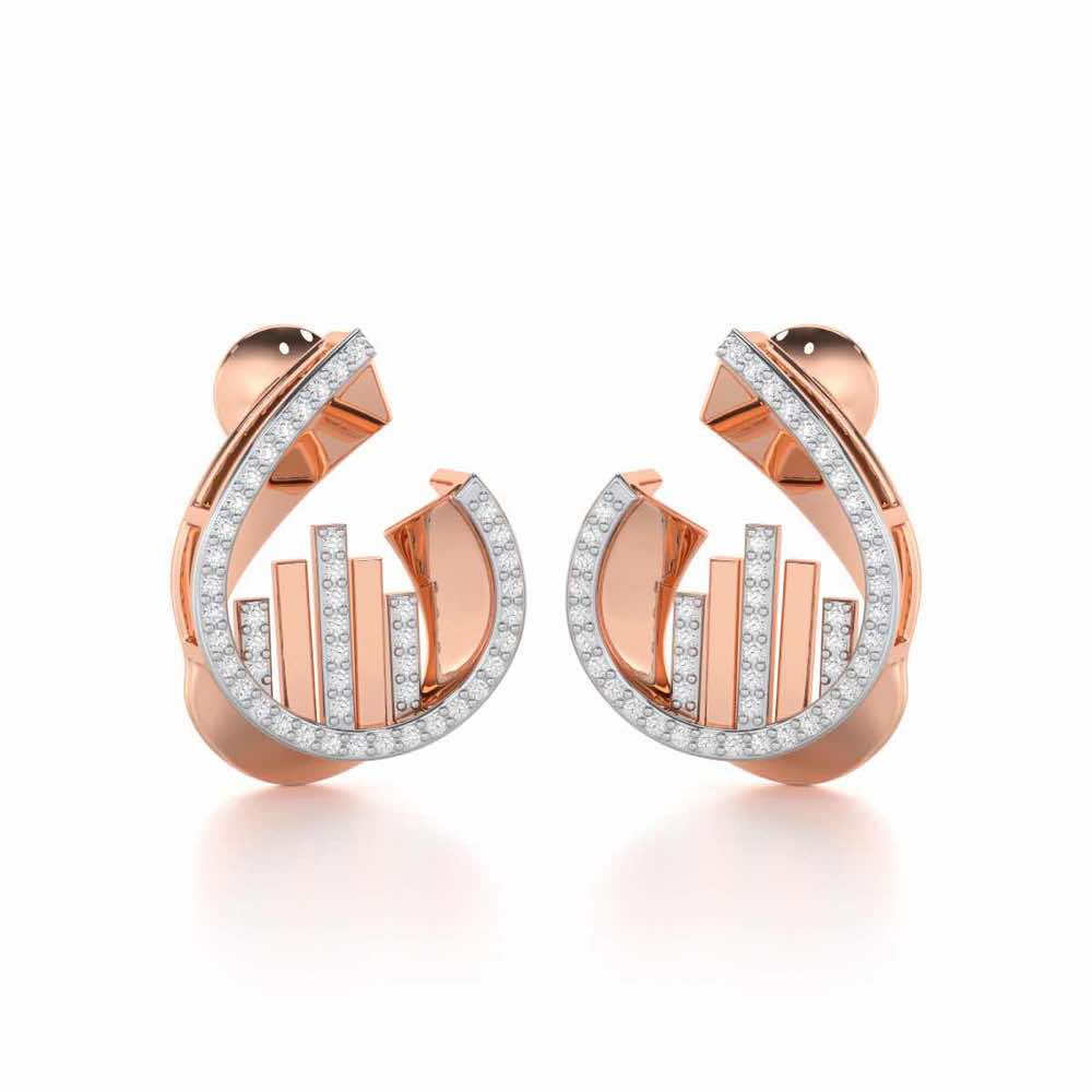 Groove Guardian Silver Earrings - Rose Gold - Image 2