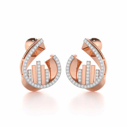 Groove Guardian Silver Earrings - Rose Gold - Image 2