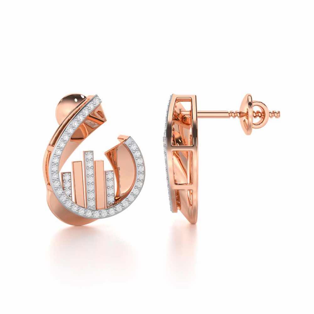 Groove Guardian Silver Earrings - Rose Gold - Image 4