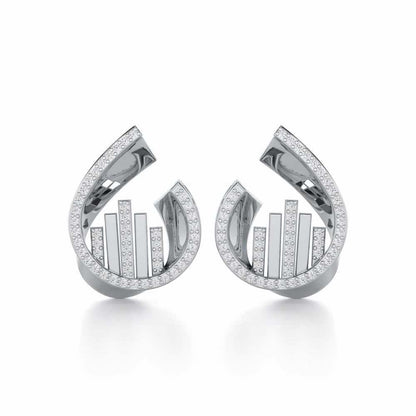 Groove Guardian Silver Earrings - White Gold - Image 1