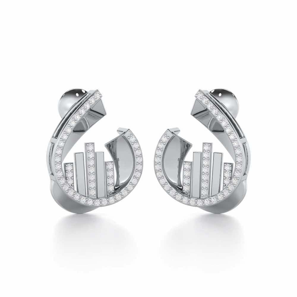 Groove Guardian Silver Earrings - White Gold - Image 2