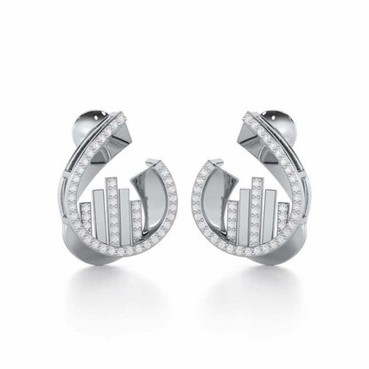 Groove Guardian Silver Earrings - White Gold - Image 2