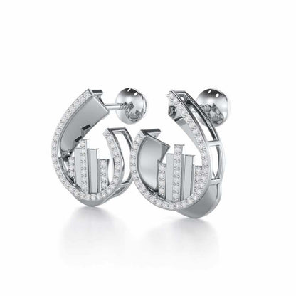 Groove Guardian Silver Earrings - White Gold - Image 3