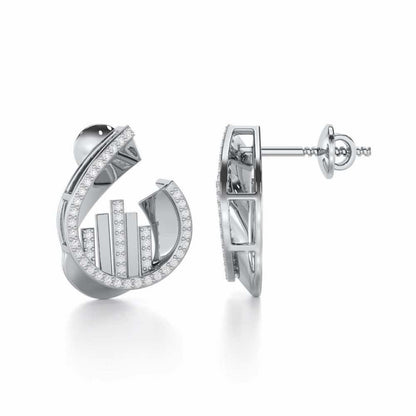 Groove Guardian Silver Earrings - White Gold - Image 4