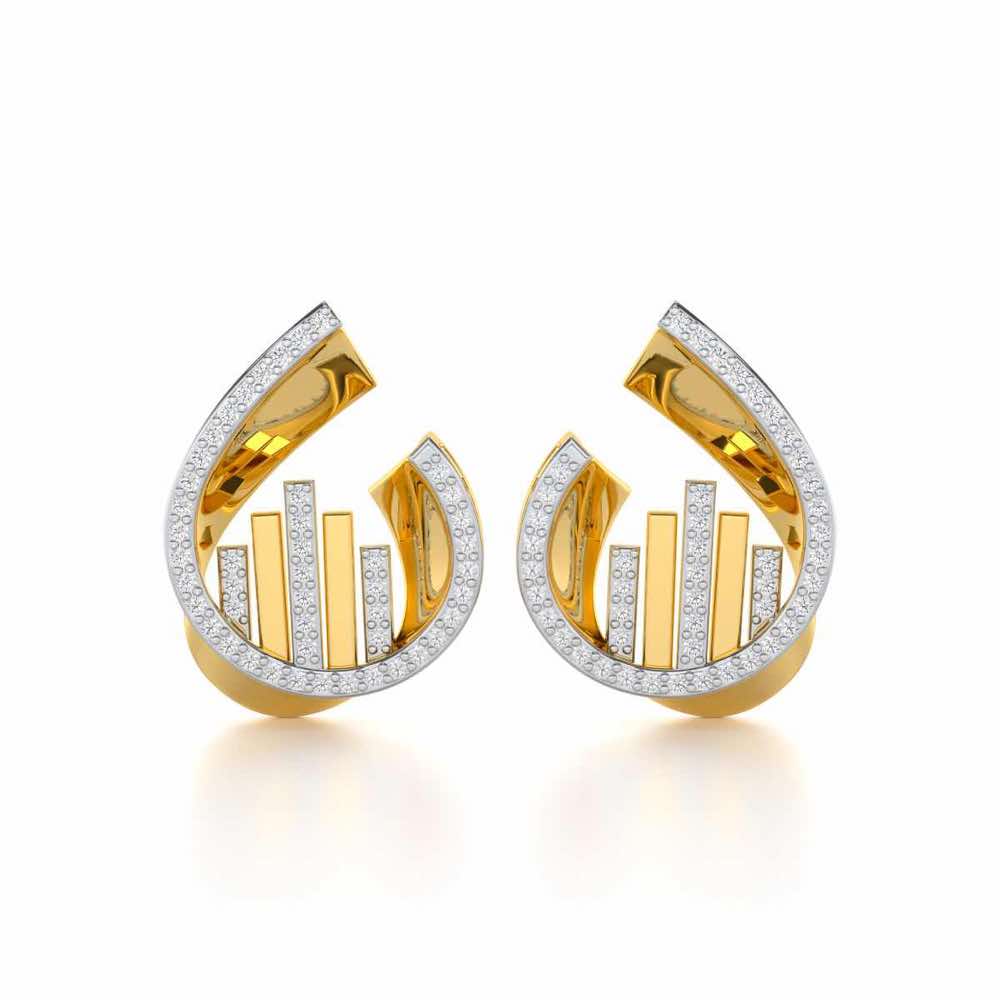 Groove Guardian Silver Earrings - Yellow Gold - Image 1