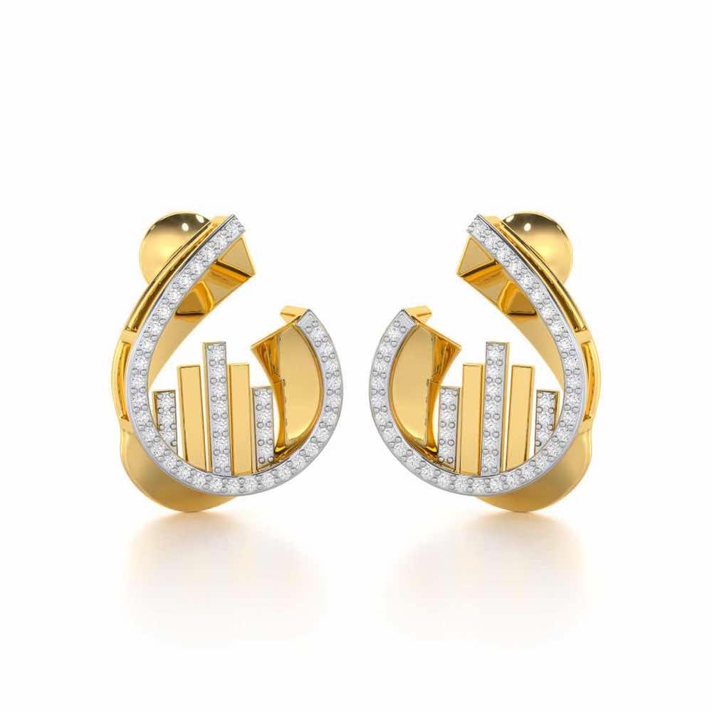 Groove Guardian Silver Earrings - Yellow Gold - Image 2