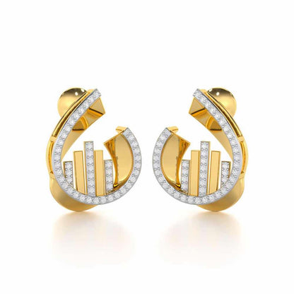 Groove Guardian Silver Earrings - Yellow Gold - Image 2