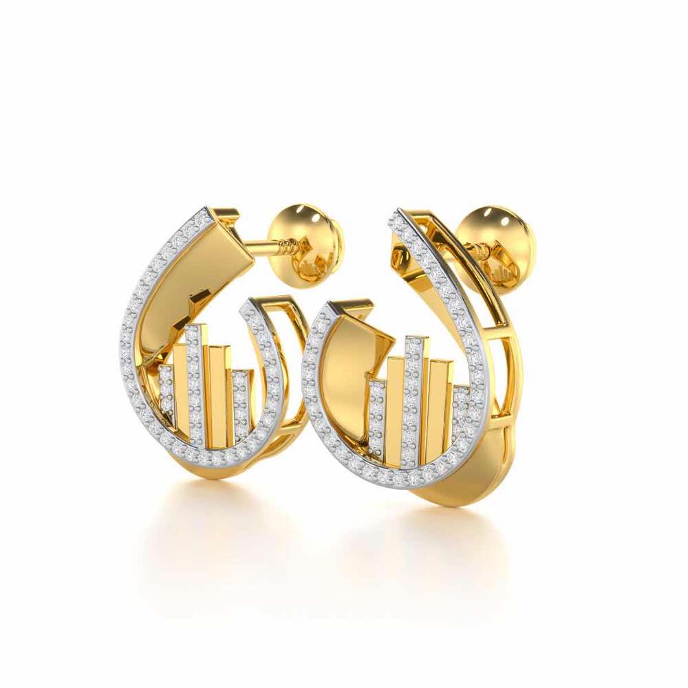 Groove Guardian Silver Earrings - Yellow Gold - Image 3