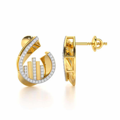 Groove Guardian Silver Earrings - Yellow Gold - Image 4