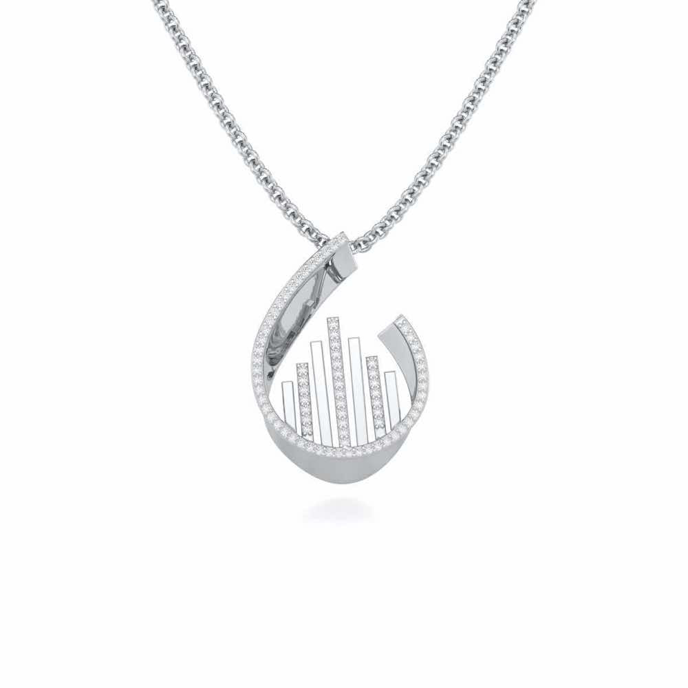 Groove Guardian Silver Pendant - White Gold - Image 1