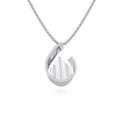 Groove Guardian Silver Pendant - White Gold - Image 1