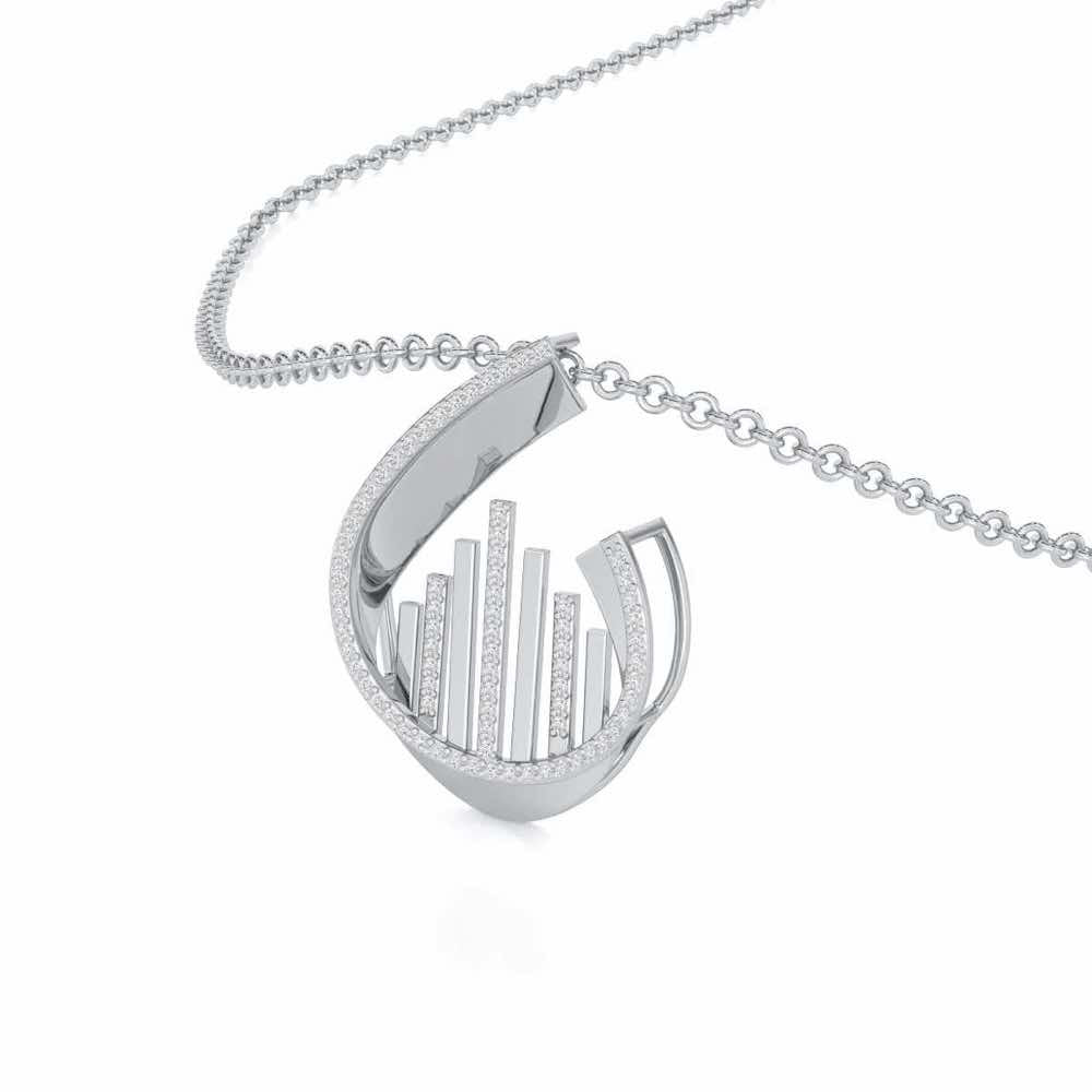 Groove Guardian Silver Pendant - White Gold - Image 2