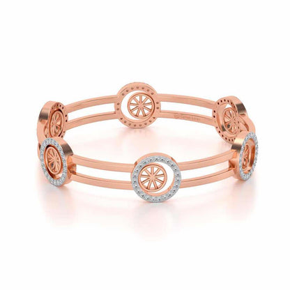 Groove Round Silver Bangles - Rose Gold - Image 2