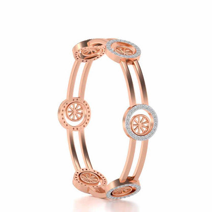 Groove Round Silver Bangles - Rose Gold - Image 3