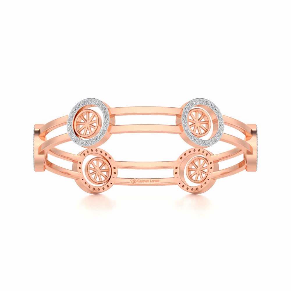 Groove Round Silver Bangles - Rose Gold - Image 4