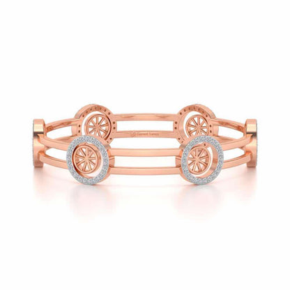 Groove Round Silver Bangles - Rose Gold - Image 5