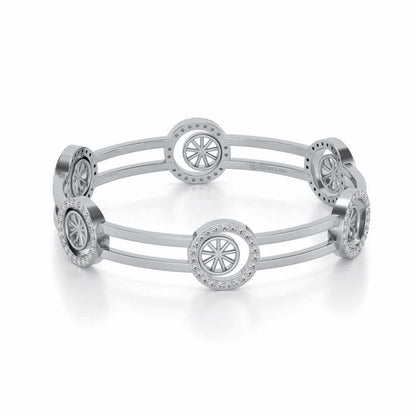 Groove Round Silver Bangles - White Gold - Image 2