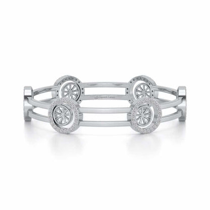 Groove Round Silver Bangles - White Gold - Image 5