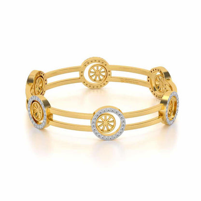 Groove Round Silver Bangles - Yellow Gold - Image 2