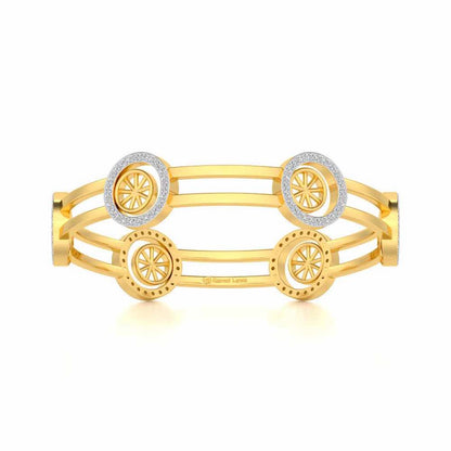 Groove Round Silver Bangles - Yellow Gold - Image 4