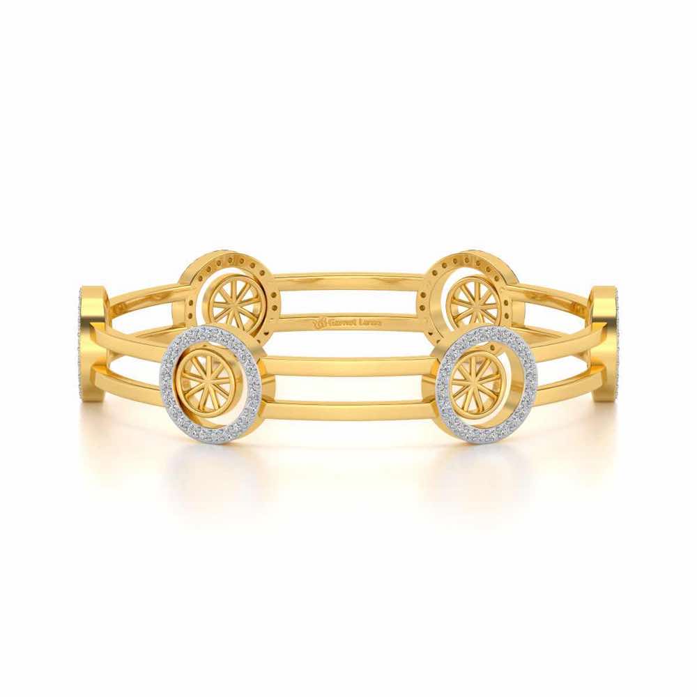 Groove Round Silver Bangles - Yellow Gold - Image 5