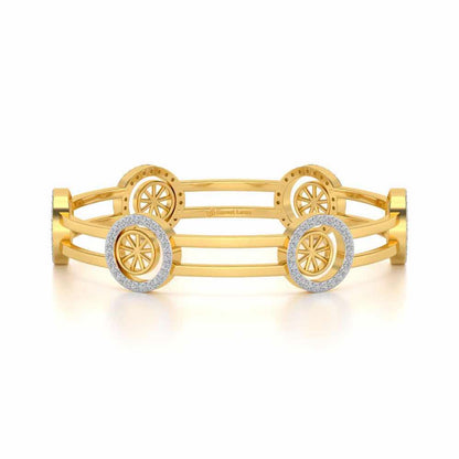 Groove Round Silver Bangles - Yellow Gold - Image 5