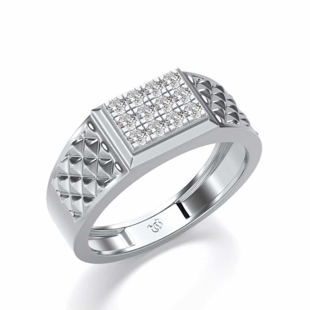 Groovesome Silver Ring For Men - White Gold - Image 1