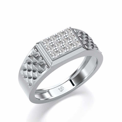 Groovesome Silver Ring For Men - White Gold - Image 1