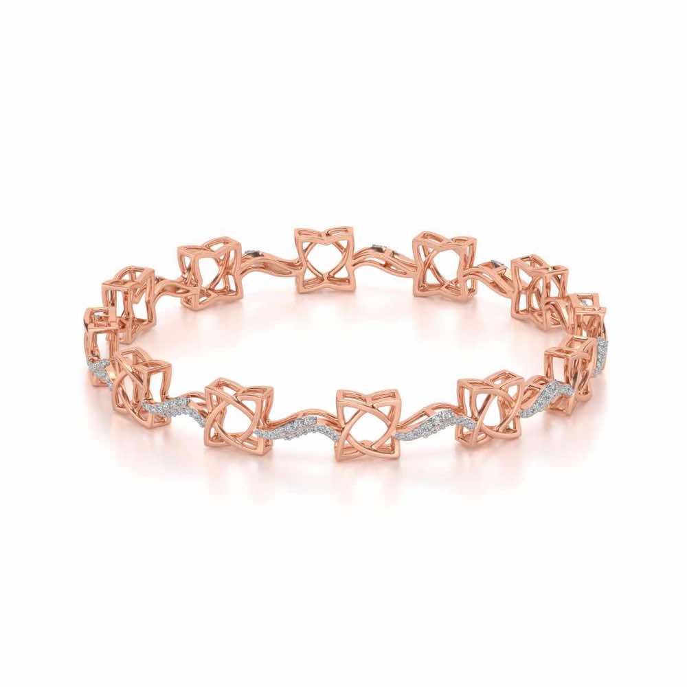 Groovy Flowers Silver Bangles - Rose Gold - Image 2