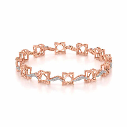 Groovy Flowers Silver Bangles - Rose Gold - Image 2